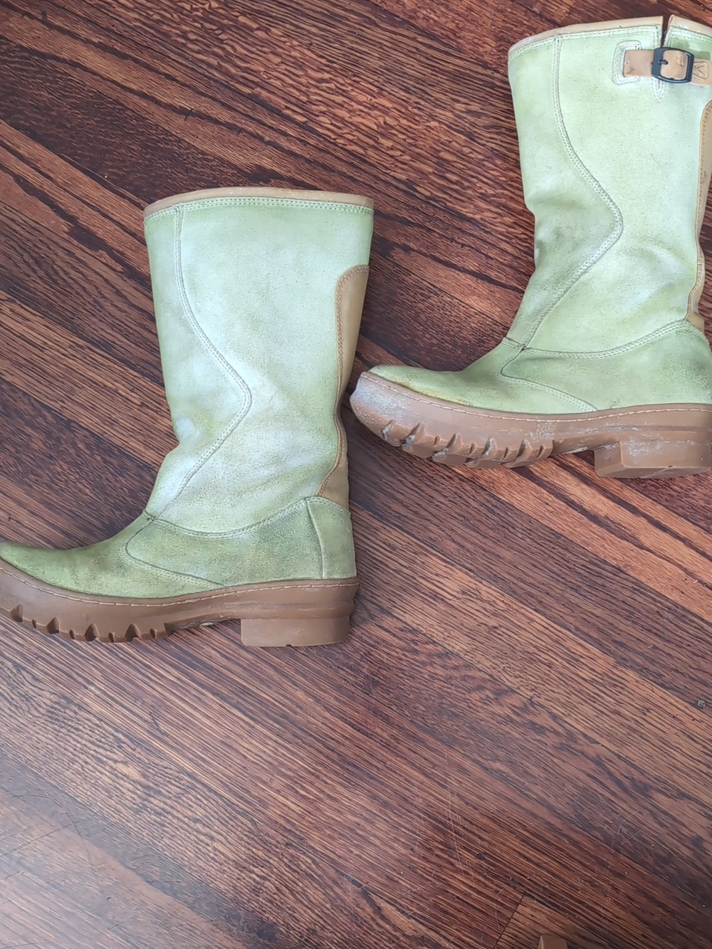 Keen Willamette WP Waterproof Green & Tan Leather Women's Boots Size 8 - Picture 2 of 7